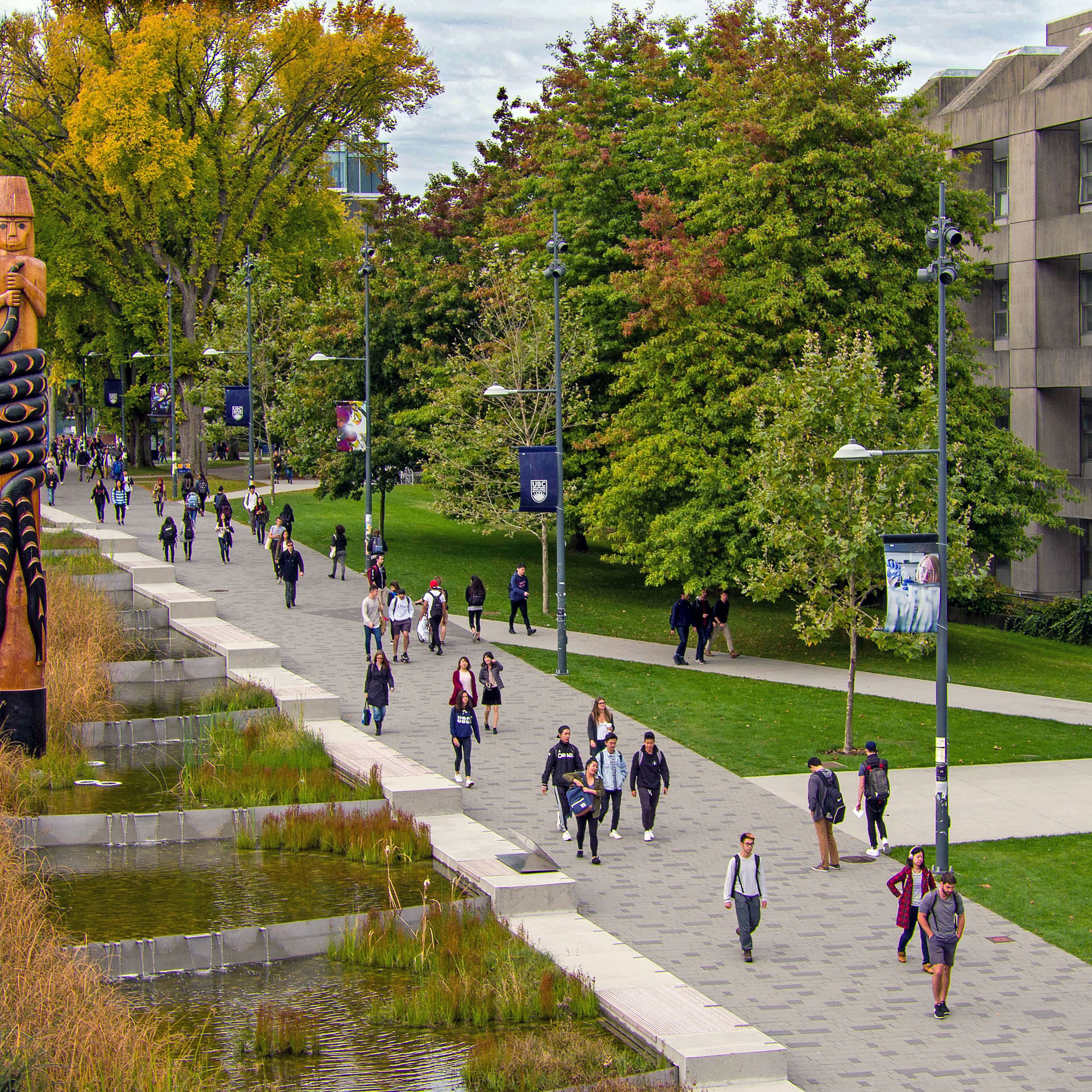 UBC Vancouver Campus with lots of people walking